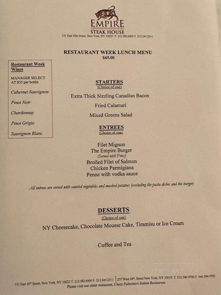Empire Steak House - New York, NY menu_pic