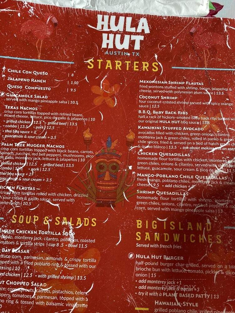 Hula Hut - Austin, TX menu_pic