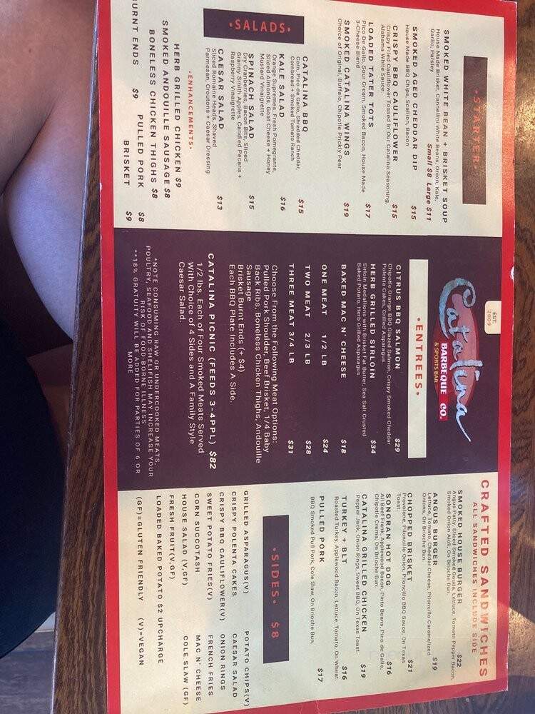 Catalina Barbeque Co. and Sports Bar - Tucson, AZ menu_pic