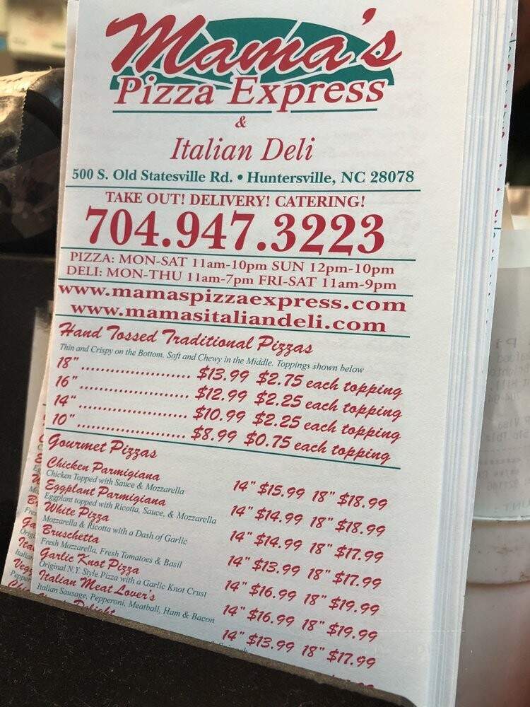 Mamas Pizza Express - Huntersville, NC menu_pic