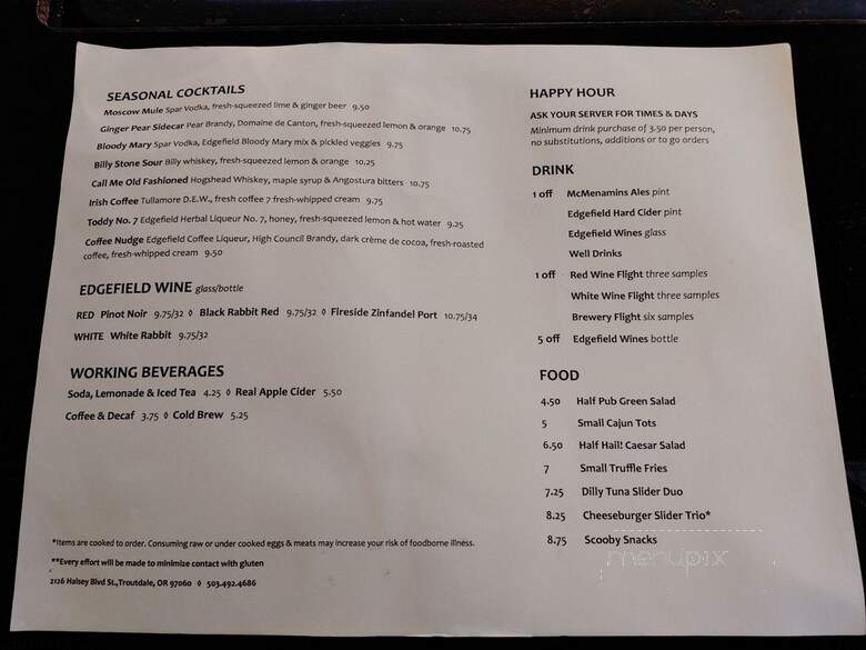 Loading Dock Grill - Troutdale, OR menu_pic