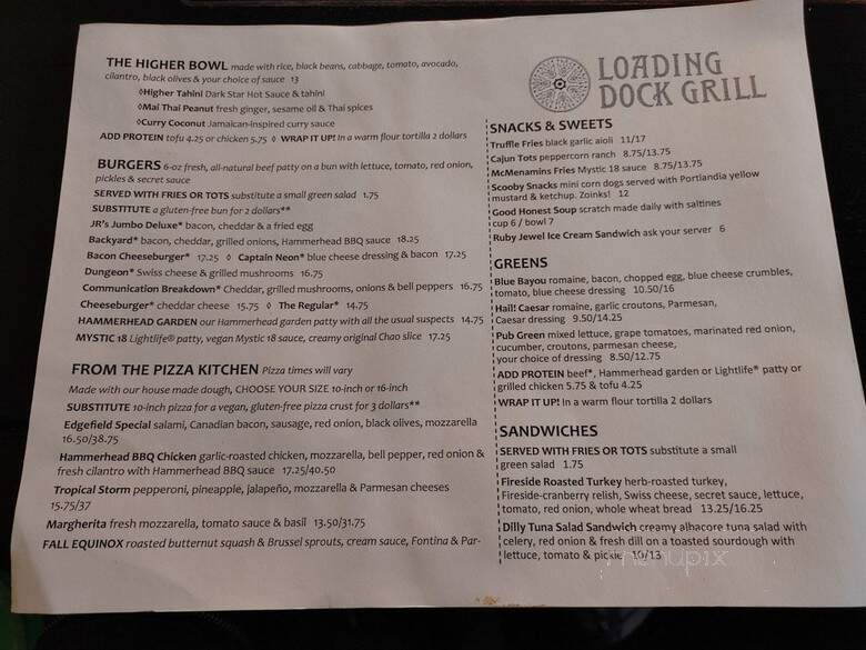 Loading Dock Grill - Troutdale, OR menu_pic