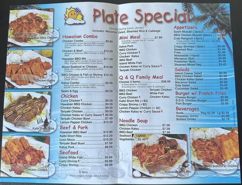 Q and Q Hawaiian Barbeque - Ventura, CA menu_pic