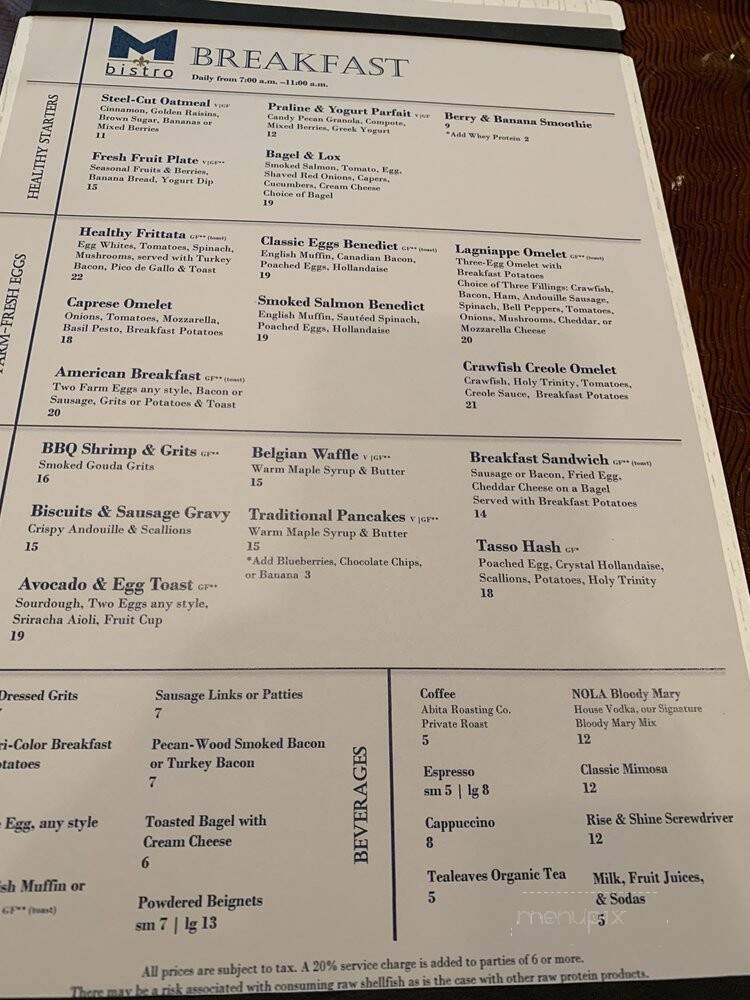 M Bistro - New Orleans, LA menu_pic