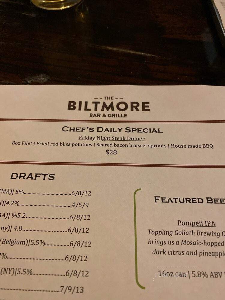 Biltmore Bar & Grille, The - Newton, MA menu_pic