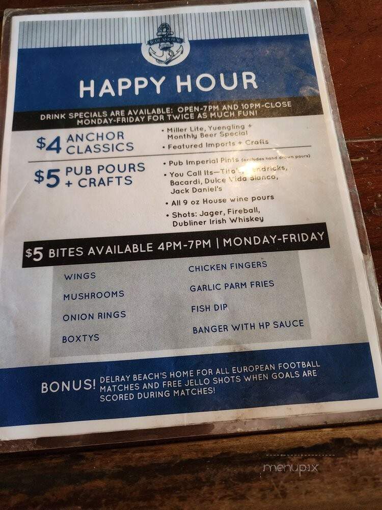 The Blue Anchor - Delray Beach, FL menu_pic