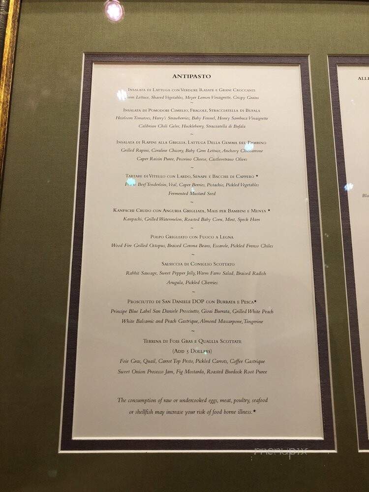 Vivace At Four Seasons Resort Aviara - Carlsbad, CA menu_pic