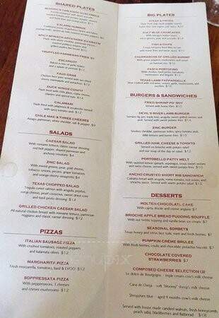 Zinc - San Antonio, TX menu_pic
