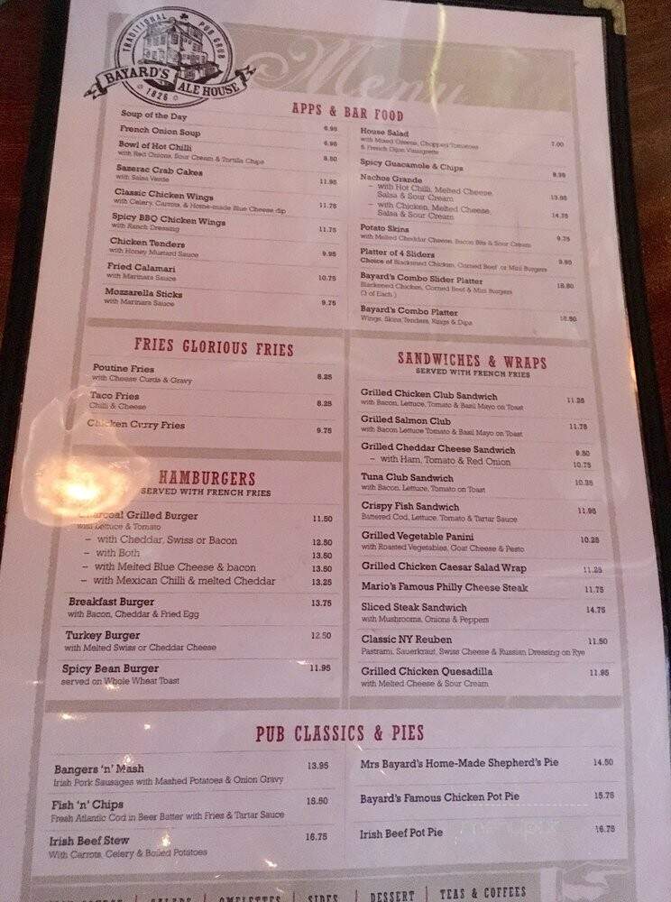 Bayards Ale House - New York, NY menu_pic