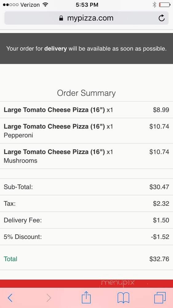 Not Just Pizza - Philadelphia, PA menu_pic