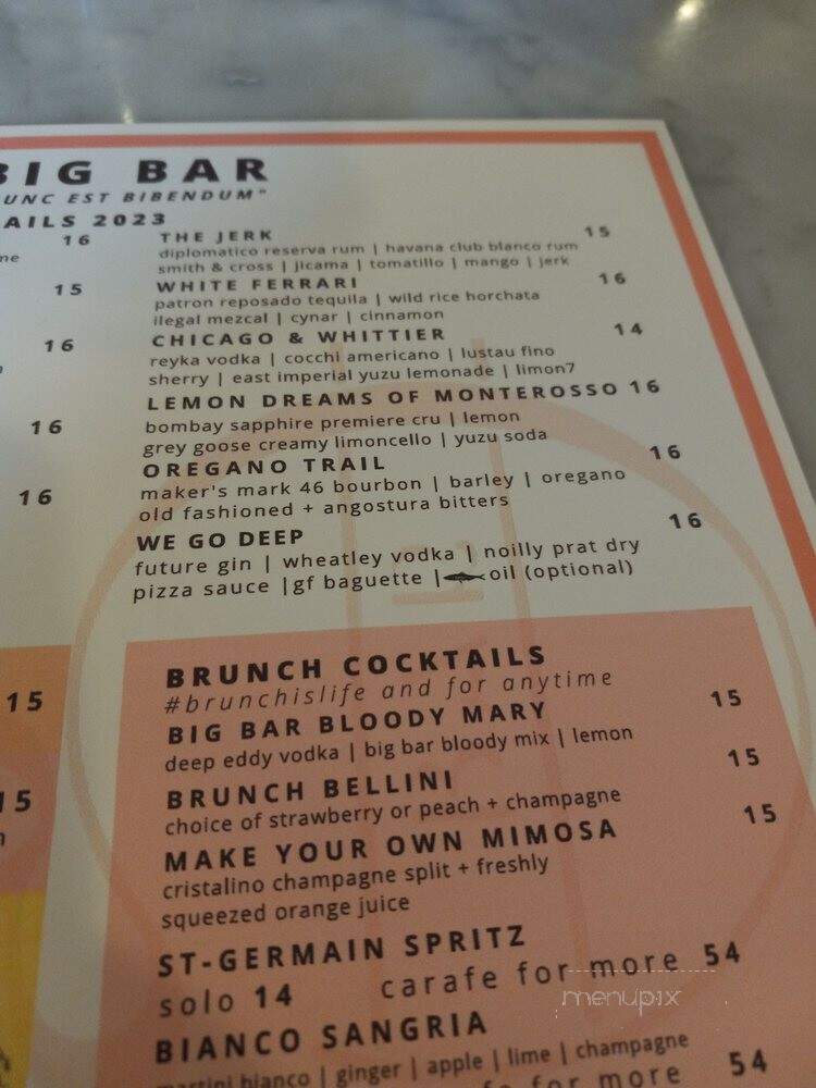 Big Bar - Los Angeles, CA menu_pic