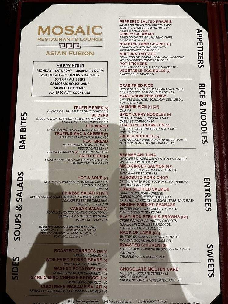 Mosaic - San Jose, CA menu_pic