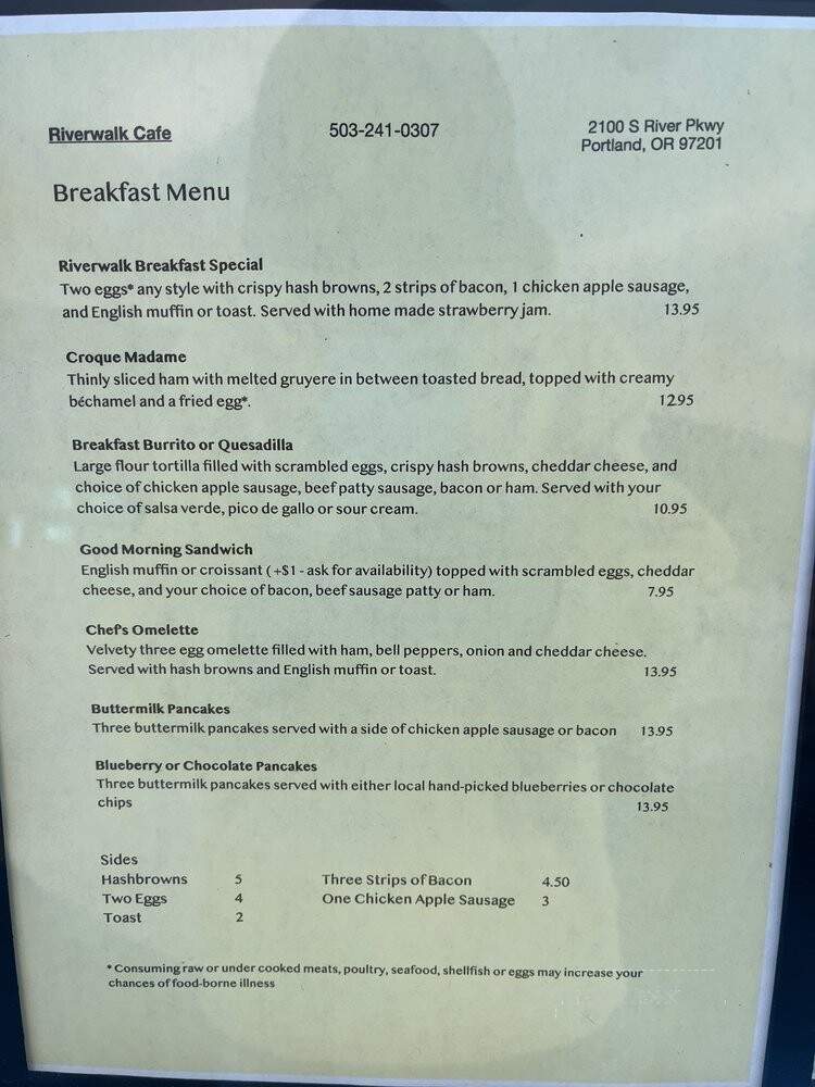 Riverwalk Cafe - Portland, OR menu_pic