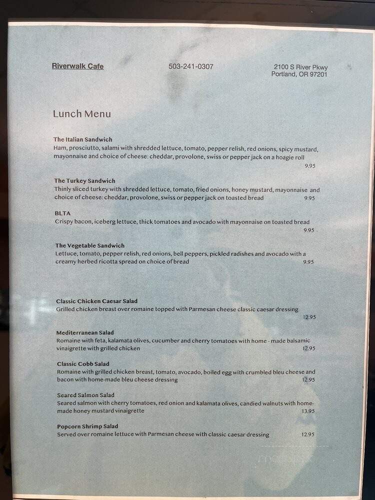 Riverwalk Cafe - Portland, OR menu_pic