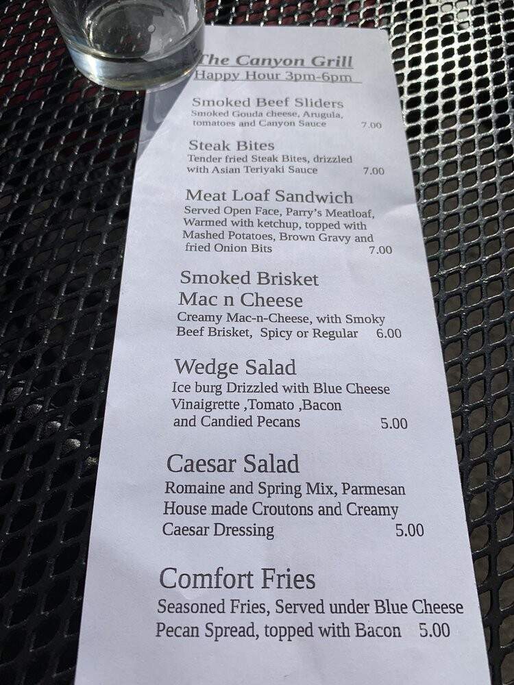 Canyon Grill - Portland, OR menu_pic