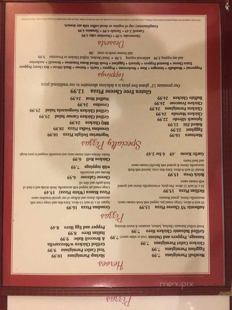 Mama Sbarro's Pizzeria (sbarro's) - Hauppauge, NY menu_pic