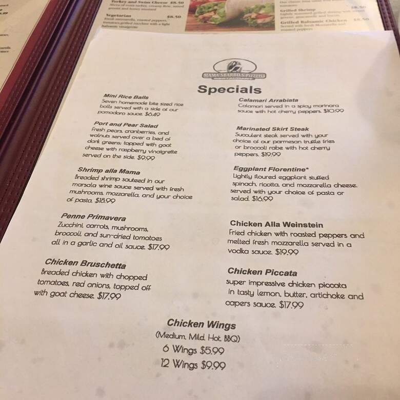 Mama Sbarro's Pizzeria (sbarro's) - Hauppauge, NY menu_pic
