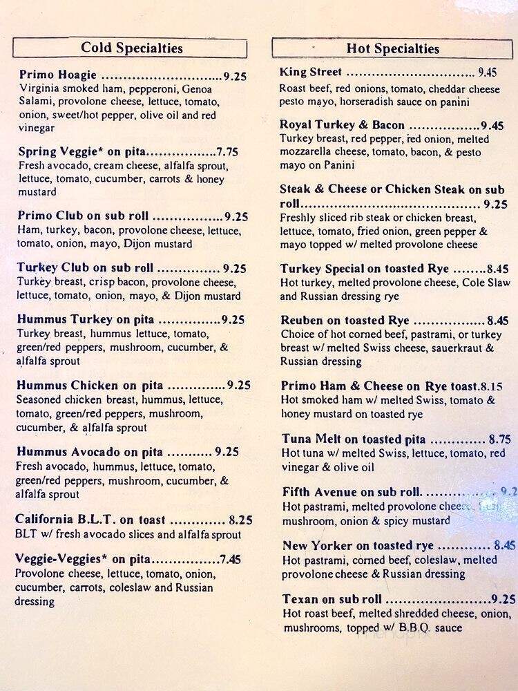 King Street Cafe - Alexandria, VA menu_pic
