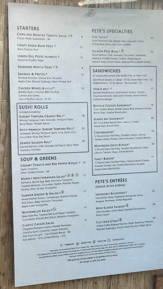 Pete Mallorys Surf City Sunset Grille - Huntington Beach, CA menu_pic