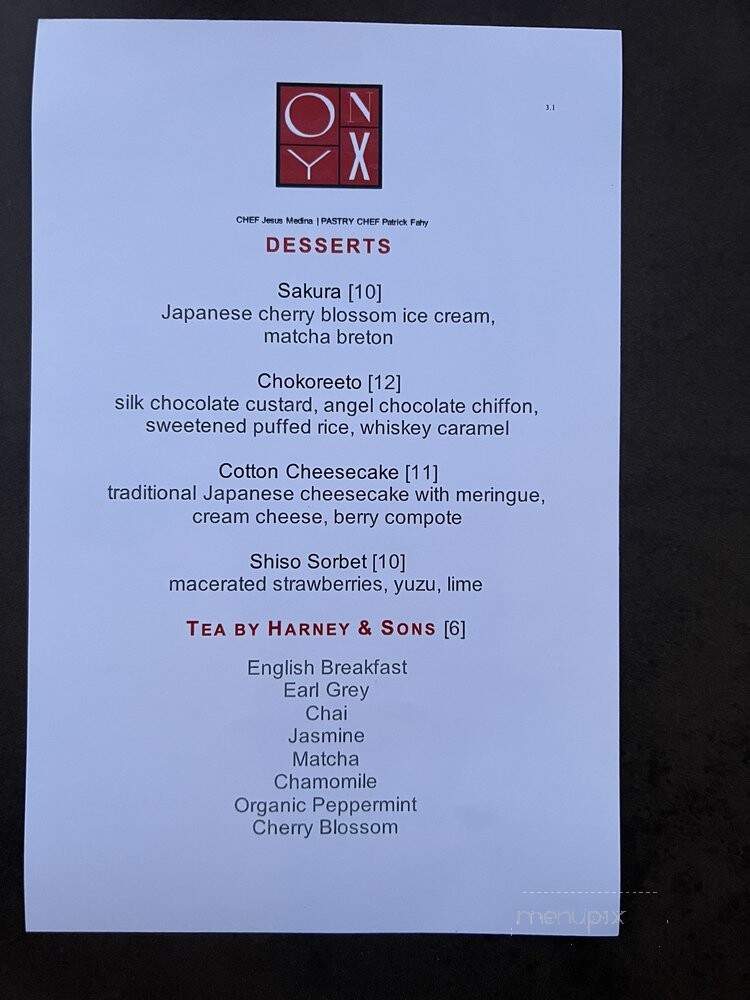 Onyx - Westlake Village, CA menu_pic
