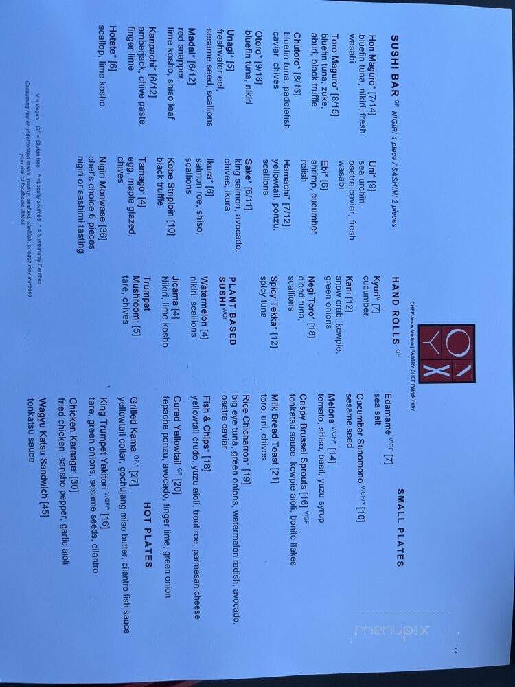 Onyx - Westlake Village, CA menu_pic