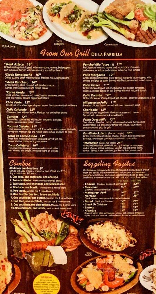 El Azteca - Appleton, WI menu_pic