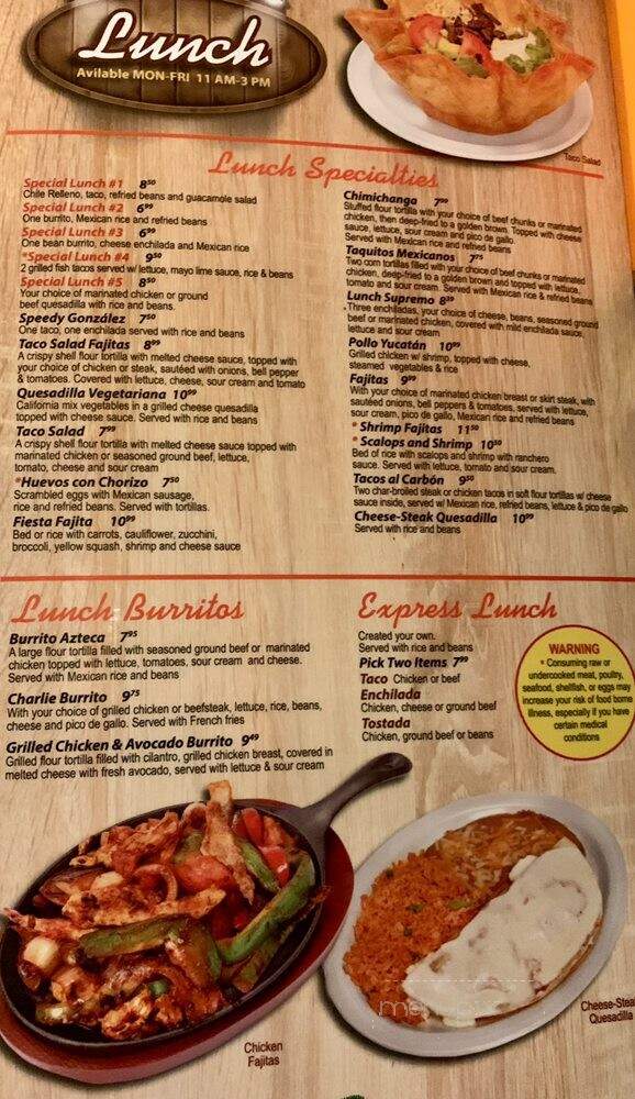 El Azteca - Appleton, WI menu_pic