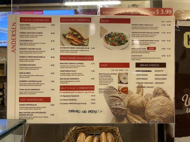 Andersen Bakery - Pleasanton, CA menu_pic