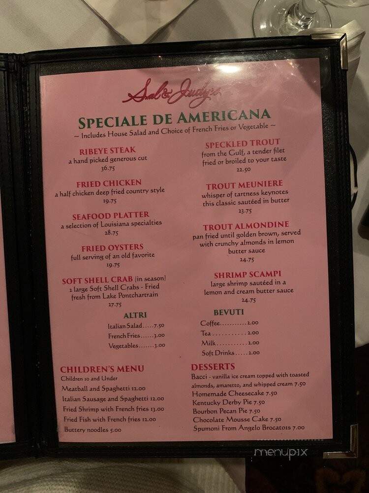 Sal & Judys - Lacombe, LA menu_pic