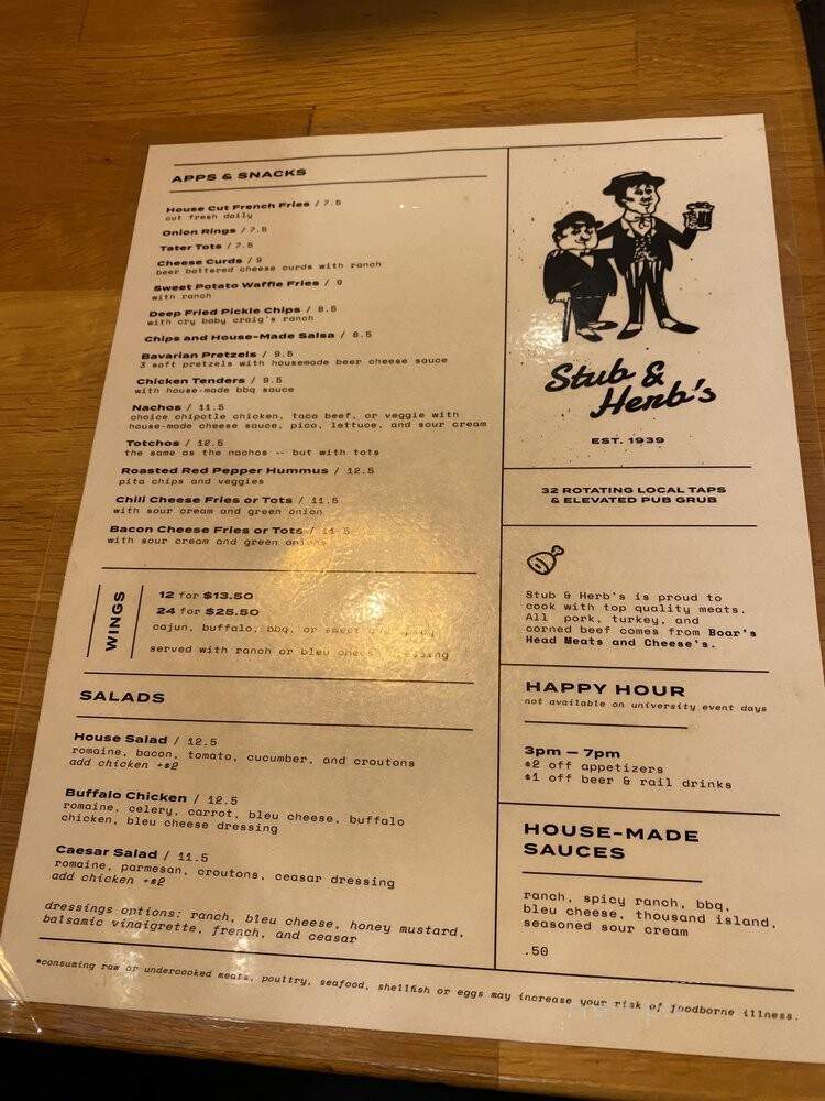 Stub and Herbs - Minneapolis, MN menu_pic