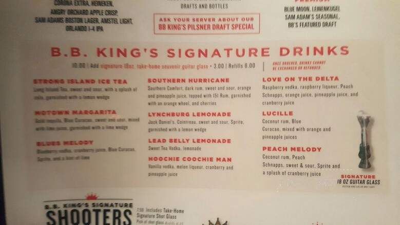 BB King's Blues Club - Orlando, FL menu_pic