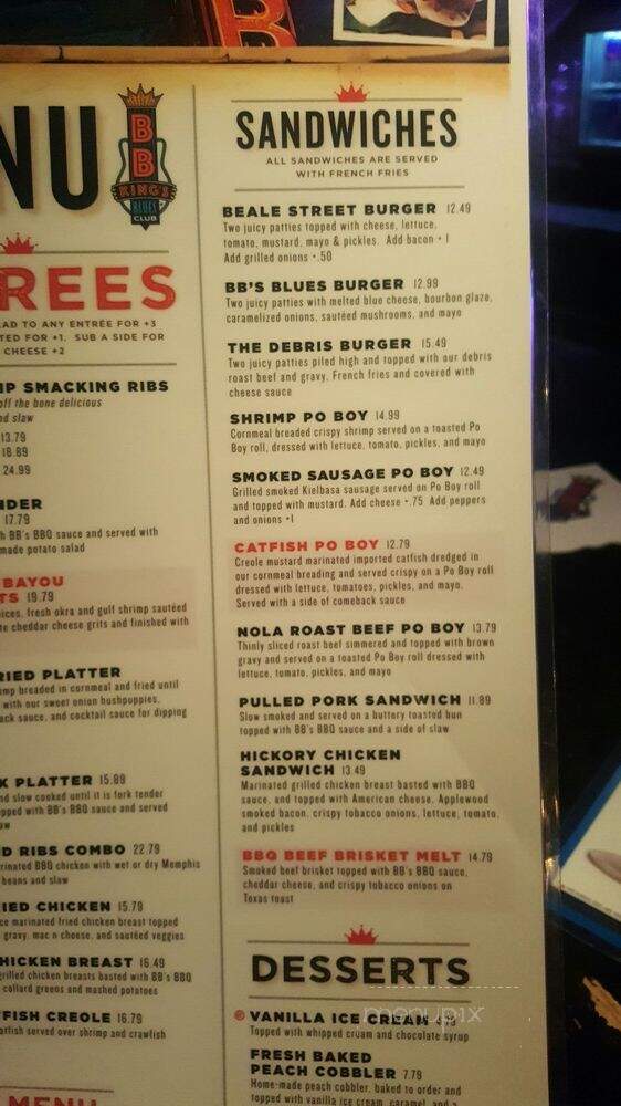 BB King's Blues Club - Orlando, FL menu_pic