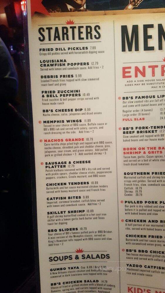 BB King's Blues Club - Orlando, FL menu_pic