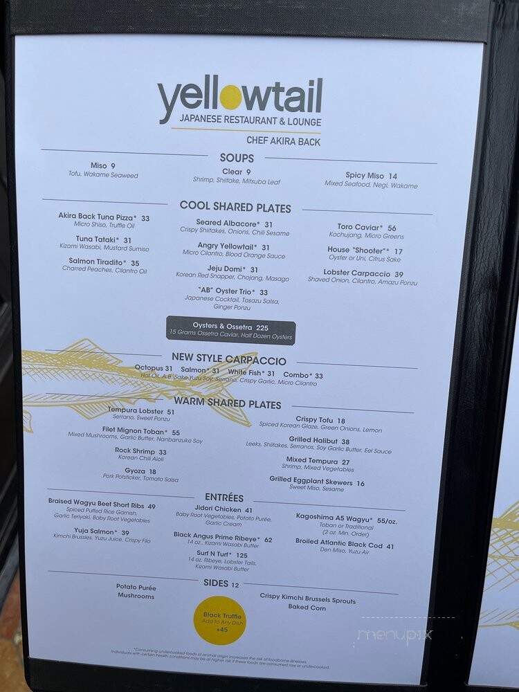 Yellowtail - Las Vegas, NV menu_pic