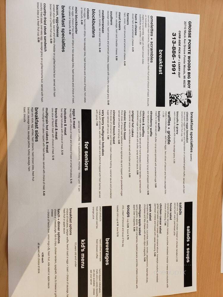 Big Boy Restaurants - Grosse Pointe, MI menu_pic