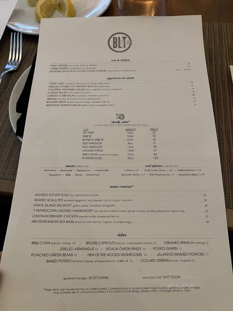 BLT Steak - Charlotte, NC menu_pic