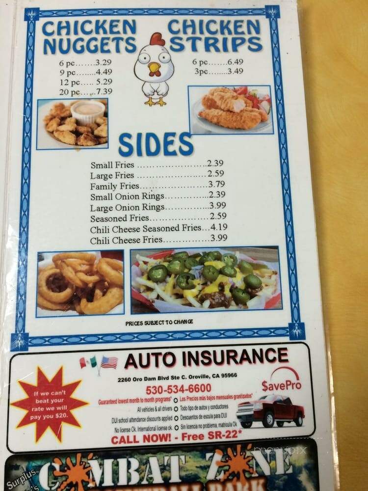 The Boss - Oroville, CA menu_pic