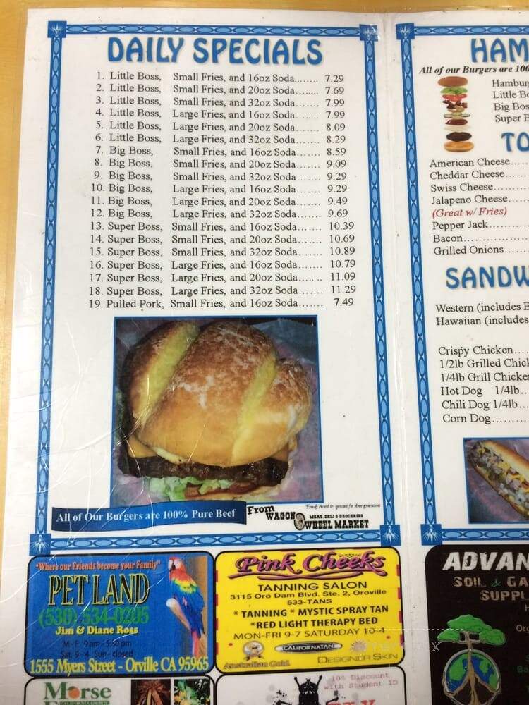 The Boss - Oroville, CA menu_pic