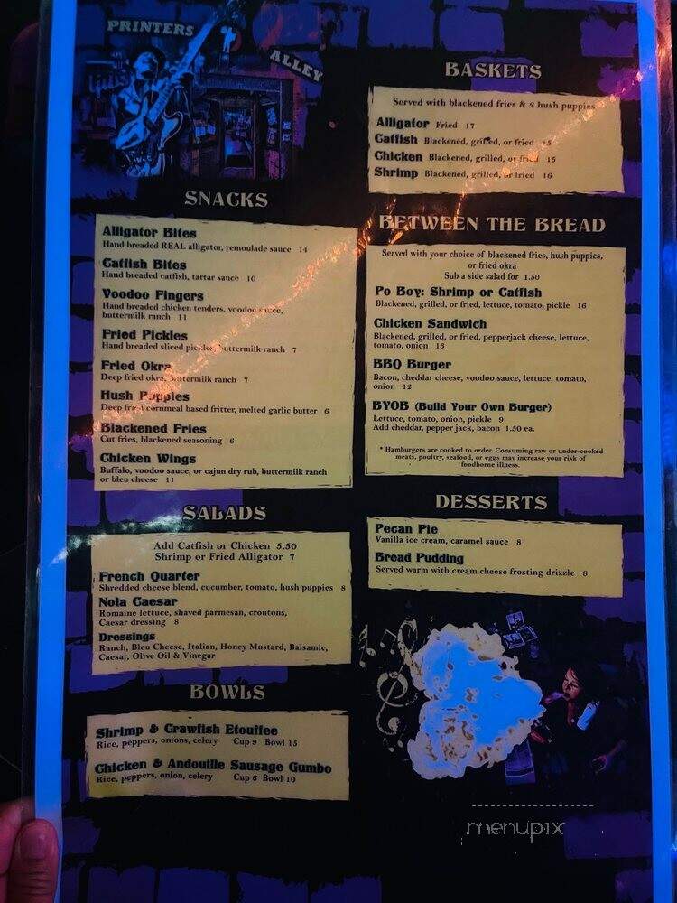 Bourbon Street Blues & Boogie - Nashville, TN menu_pic