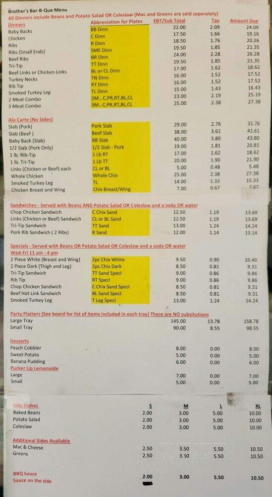 Brothers BBQ - Los Angeles, CA menu_pic