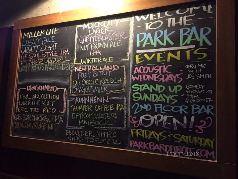 Park Bar - Detroit, MI menu_pic