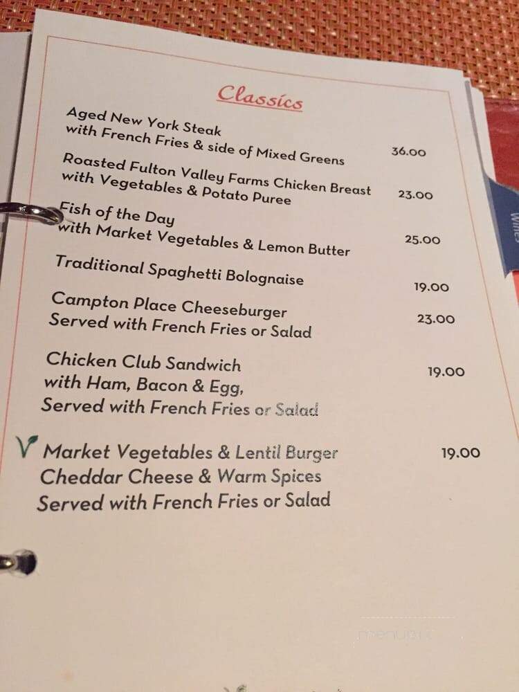 Taj Campton Place San Francisco - San Francisco, CA menu_pic