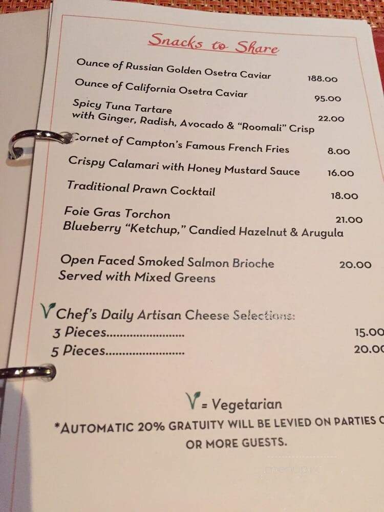 Taj Campton Place San Francisco - San Francisco, CA menu_pic