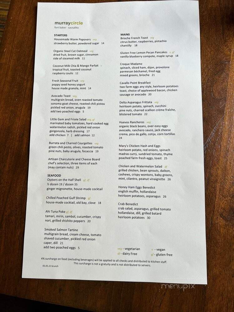 Murray Circle - Sausalito, CA menu_pic
