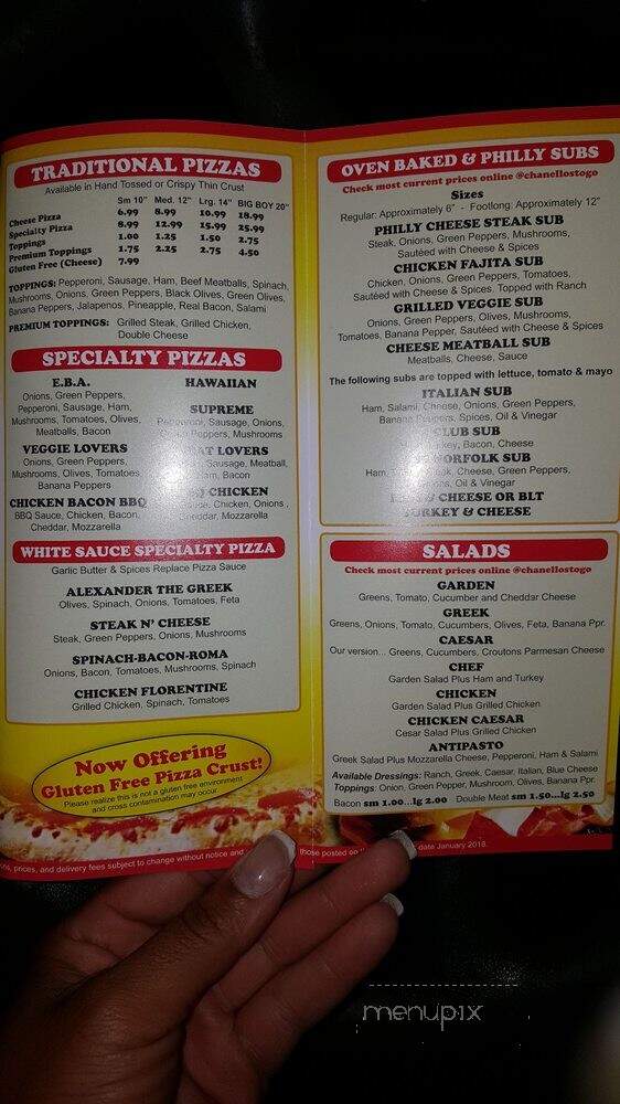 Chanello's Pizza - Richmond, VA menu_pic