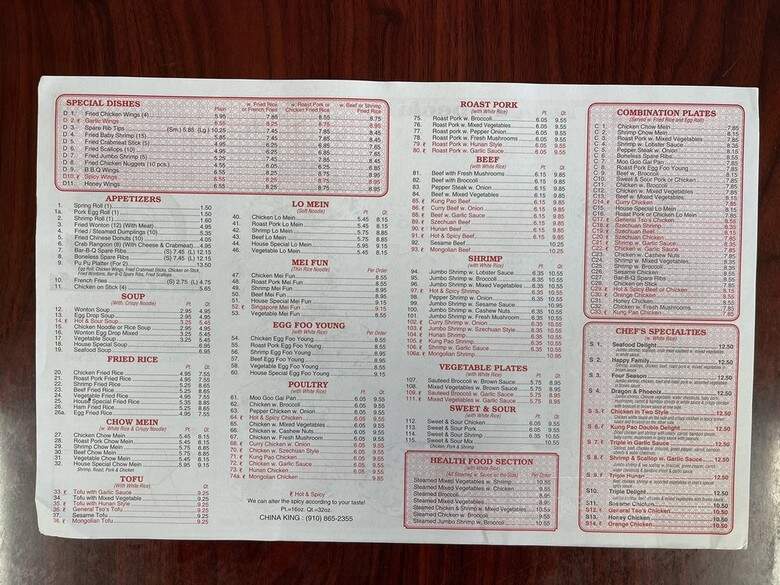 China King - Saint Pauls, NC menu_pic