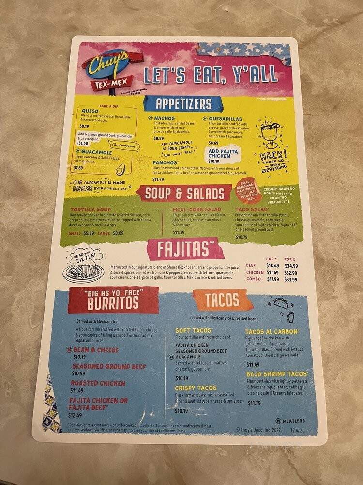Chuys - Plano, TX menu_pic