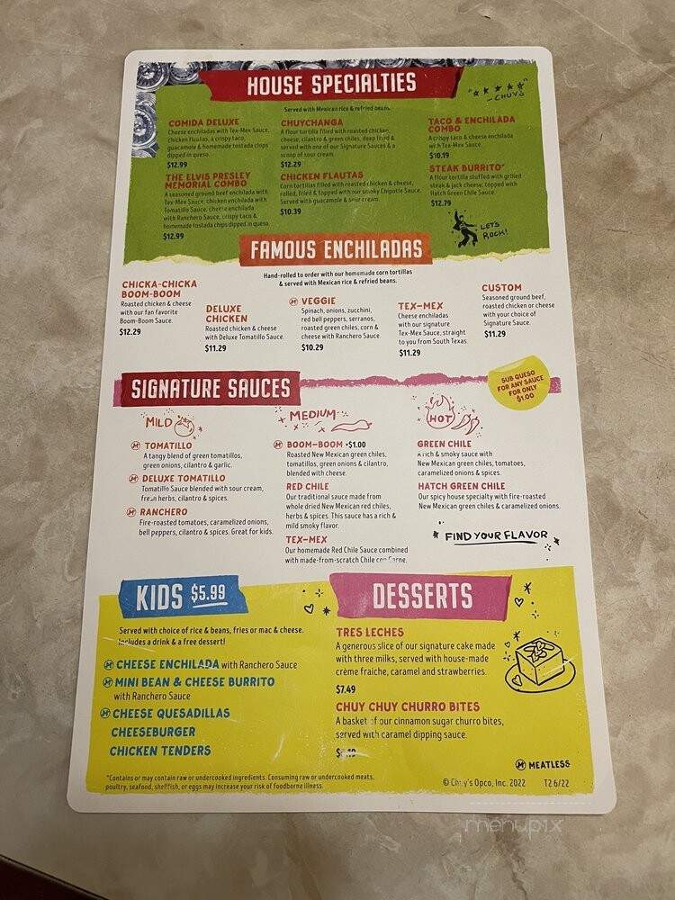 Chuys - Plano, TX menu_pic
