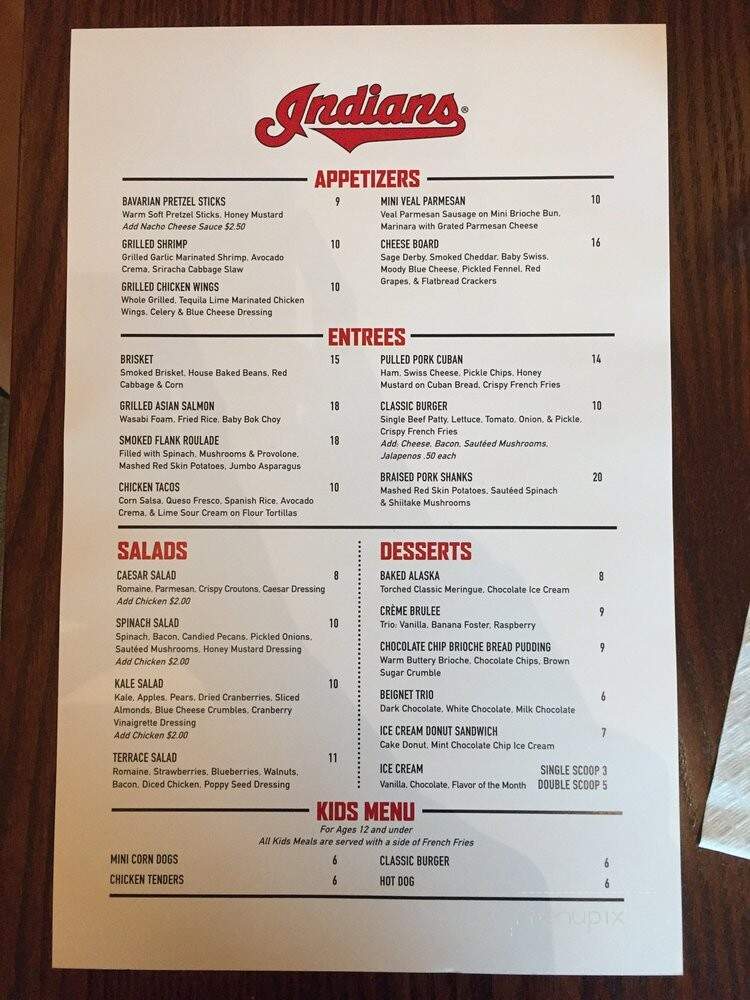 Terrace Club At Jacobs Field - Cleveland, OH menu_pic