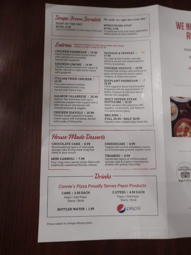Connies Pizza - Chicago, IL menu_pic